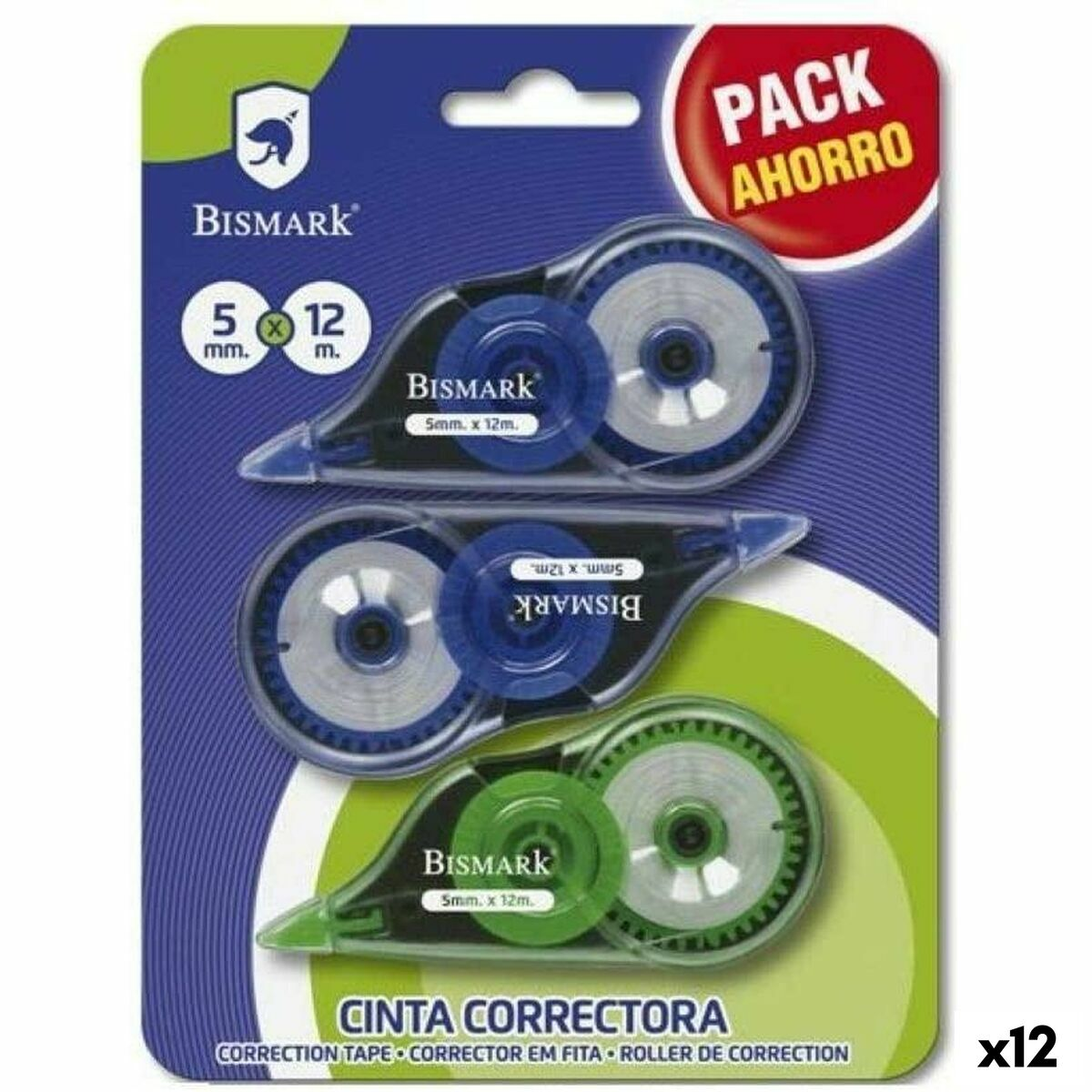 Bismark 5mm x 12m Correction Tape (12 Packs)